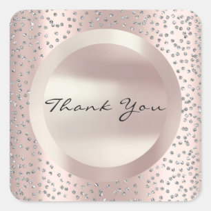 Thank You Rose Bridal Wedding Minimal 16th Glitter Square Sticker