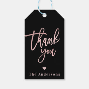 Thank You Rose Gold Foil Modern Script Wedding Gift Tags