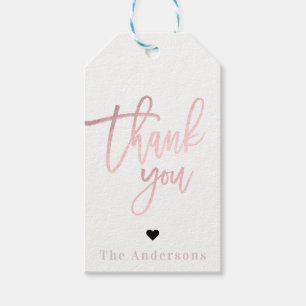 Thank You Rose Gold Foil Modern Script Wedding Gift Tags