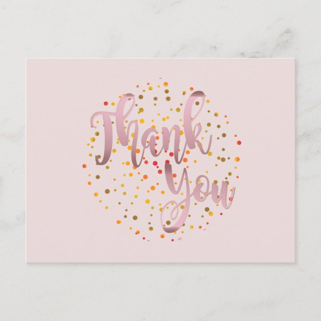 Thank You  Rose Gold Pink Glitter Clean Postcard (Front)