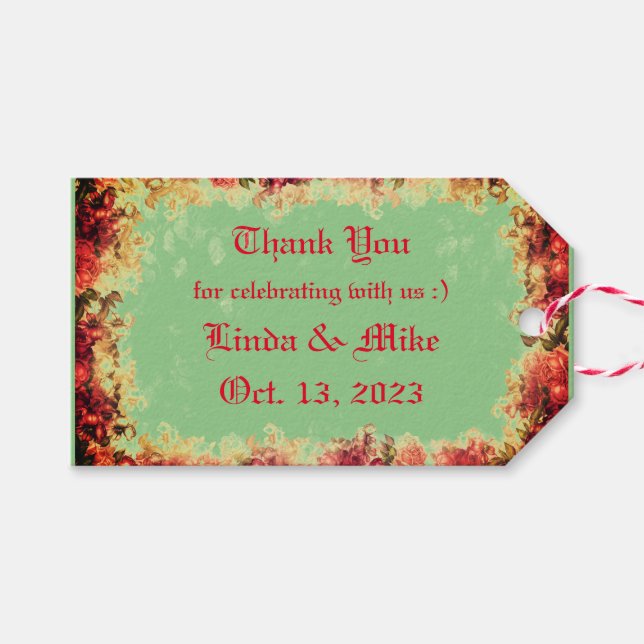 Thank You - roses  - Favour Gift Tags (Front (Horizontal))
