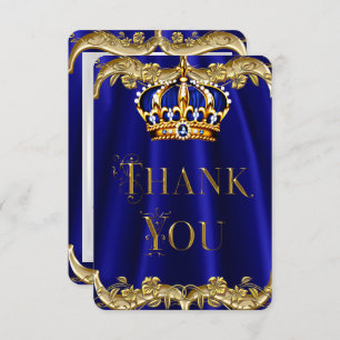 Thank You Royal Blue Navy Wedding Gold Crown