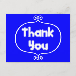 Thank You Royal Blue & White Hearts  Wedding, Love Postcard