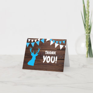 THANK YOU Rustic Buck Deer Baby Shower Boy   PHOTO Card