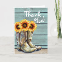 Thank You Rustic Country Western Sunflower Boots