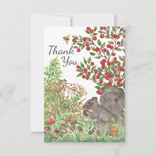 Thank You Rustic Squirrel Nature Woodland Animal Card
