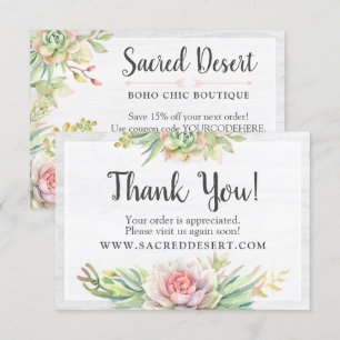 Thank You Rustic Watercolor Succulent Desert Card