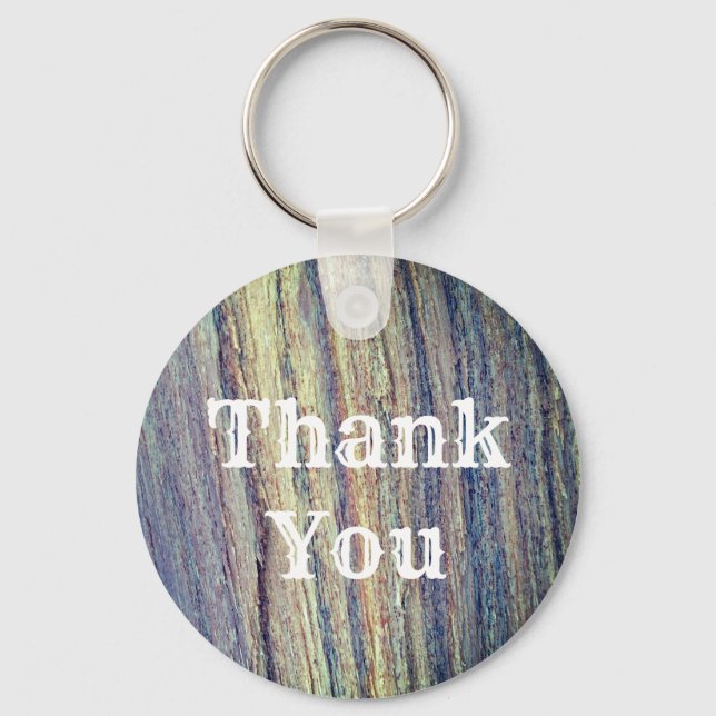 Thank You Rustic Woodgrain Brown Appreciation Keychain (Front)