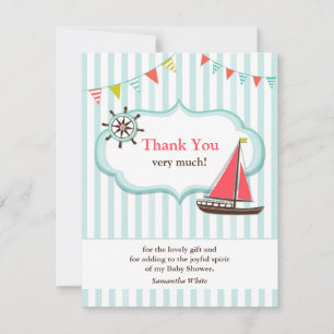 Thank You Sailing Baby Shower Flat Card