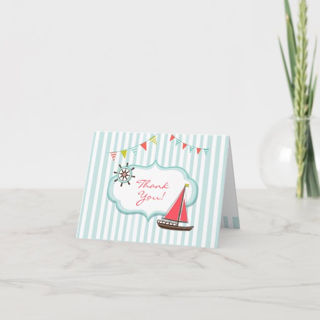 Thank You Sailing Baby Shower Folded Card (Front)