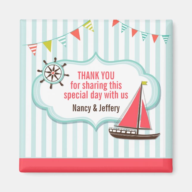 Thank You Sailing Baby Shower Magnet (Front)