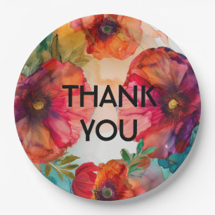 Thank you Scarlet Petal Elegance Paper Plate