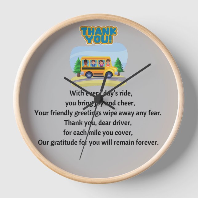 Thank You, School Bus Driver.  Clock (Front)
