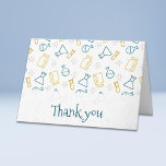 Thank you science card with laboratory items<br><div class="desc">Thank you greeting cards with a pattern of laboratory equipment in blue and yellow colours. You can personalize the text with your own information. Click on customize further to change the font, its size or colour. More products with this pattern can be found in my store. Designed by Patricia Alvarez....</div>