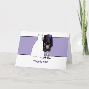 Thank You Scottish Wedding Bride & Groom - purple Card