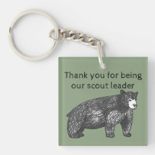 Thank You Scout Leader Artistic Black Bear Keychain