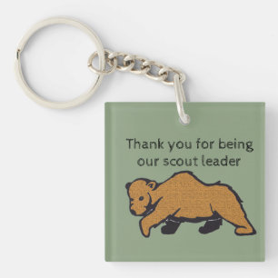 Thank You Scout Leader Artistic Brown Bear Keychain