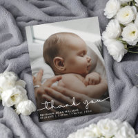 Thank You Script Baby Birth Announcement Postcard