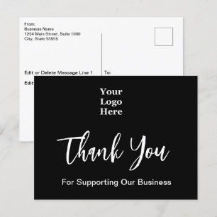 Thank You Script Black and White Business Logo Postcard