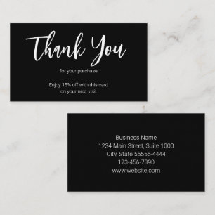 Thank You Script Black Business Your Next Visit Discount Card