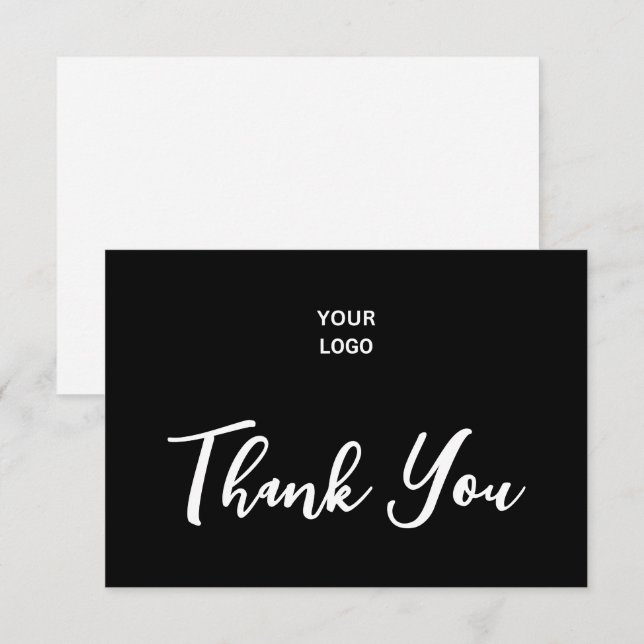 Thank You Script Blank on Back Business Logo Black (Front/Back)