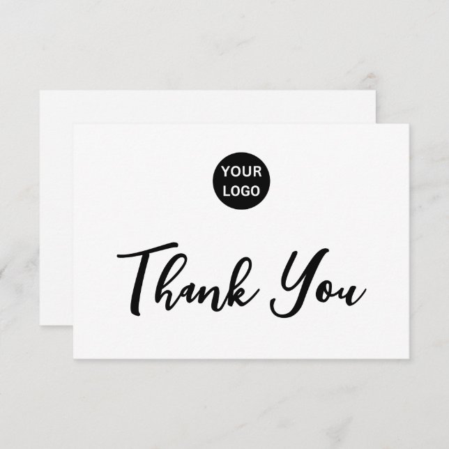 Thank You Script Blank on Back Business Logo White (Front/Back)
