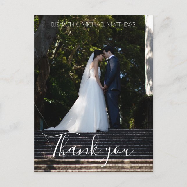 Thank You script custom photo wedding thank you Postcard (Front)