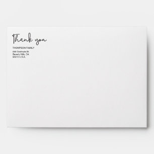 Thank You script Family Name return address Envelope