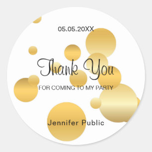 Thank You Script Faux Gold Confetti Template Classic Round Sticker