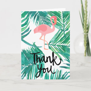 thank you script flamingo on tropical pattern