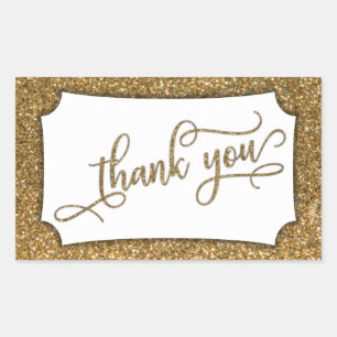 Thank You Script, Gold Glitter & Ornate Band Sticker