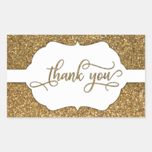 Thank You Script, Gold Glitter & Ornate Band Sticker