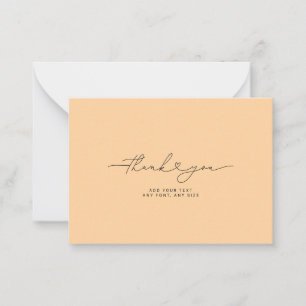 Thank You Script Heart Elegant 3,5"X2.5" Orange Card