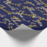 Thank You Script Mermaid Gold Wedding Favour Blue Wrapping Paper<br><div class="desc">A cute form to say thank you in a colourful way
Have a Day Nr1! 
Florence</div>