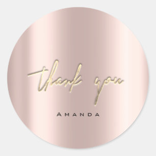 Thank You Script Name 16th Bridal Rose Gold Classic Round Sticker