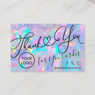 thank you script opal texture business card
