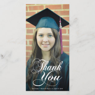 Thank You Script Overlay Graduation Photo Cards