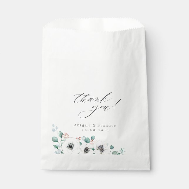 "Thank you" script rustic anemone floral wedding  Favour Bag (Front)