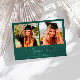 Thank You Script Stars Green Grad Multi Photo Announcement