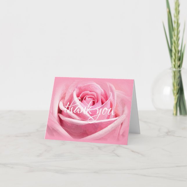 Thank You Script Template Watercolor Rose Flower (Front)