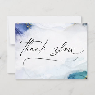 Thank You Script Watercolor Gold Elegant Card