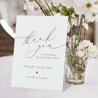 Thank you script wedding favours please take one pedestal sign