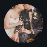 Thank You Script Wedding Photo Magnet<br><div class="desc">Thank you wedding keepsake magnets for your family and friends who attended your wedding celebration. Customize with your photo and names. These can be used as a wedding favour or mailed as a thank you after the ceremony. Contact me through the button below if you need assistance with your photo...</div>