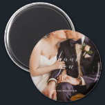Thank You Script Wedding Photo Magnet<br><div class="desc">Thank you wedding keepsake magnets for your family and friends who attended your wedding celebration. Customize with your photo and names. These can be used as a wedding favour or mailed as a thank you after the ceremony. Contact me through the button below if you need assistance with your photo...</div>