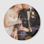 Thank You Script Wedding Photo Magnet<br><div class="desc">Thank you wedding keepsake magnets for your family and friends who attended your wedding celebration. Customize with your photo and names. These can be used as a wedding favour or mailed as a thank you after the ceremony. Contact me through the button below if you need assistance with your photo...</div>