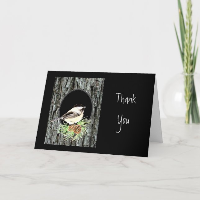 Thank You, Scripture, John 1:16,Chickadee, Nature Thank You Card (Front)