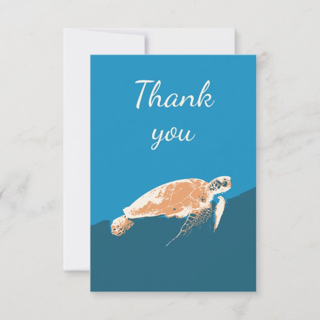 Thank You Sea Turtle Animal Art Card (Front)