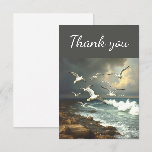 Thank You Seagulls Ocean Seaside Beach Waves (Front/Back)