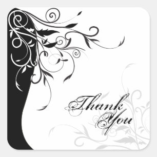 Thank You Seal - Black & White Floral Wedding