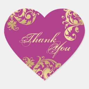 Thank You Seal - Fuschia & Gold Floral Wedding